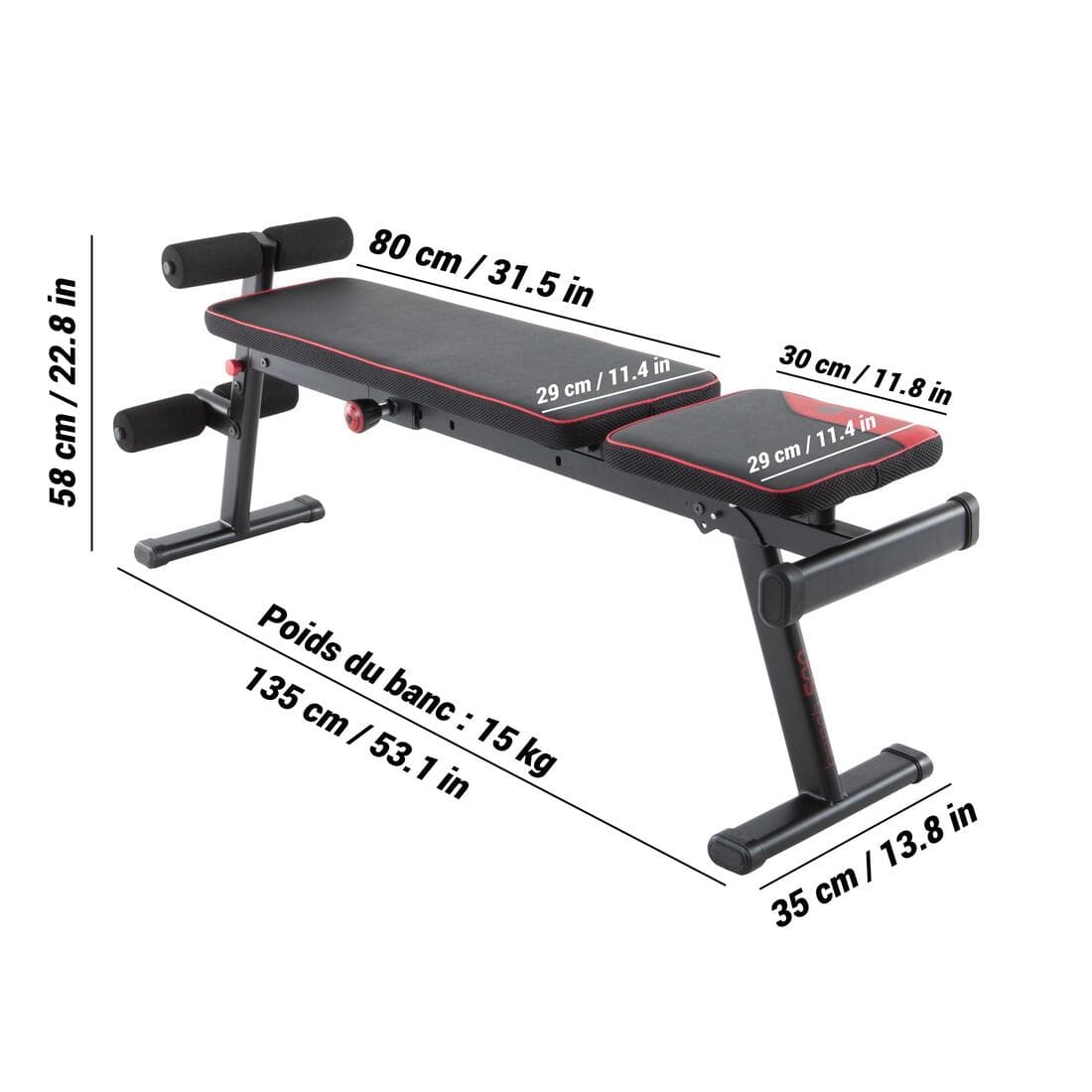 Banc de musculation pliable, inclinable, abdominaux - bench 500 fold