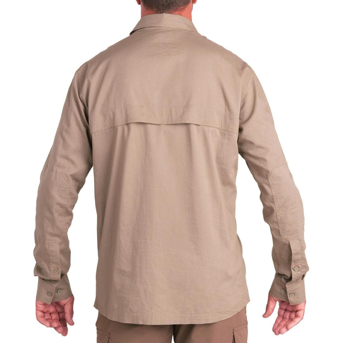 Chemise coton manches longues chasse légère homme - 500 marron