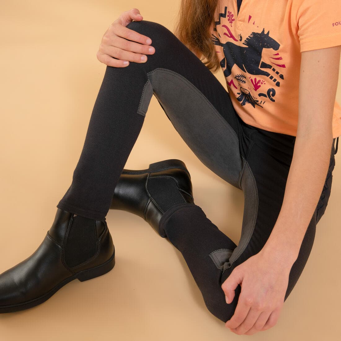 Pantalon équitation fond de peau Enfant - 180 noir