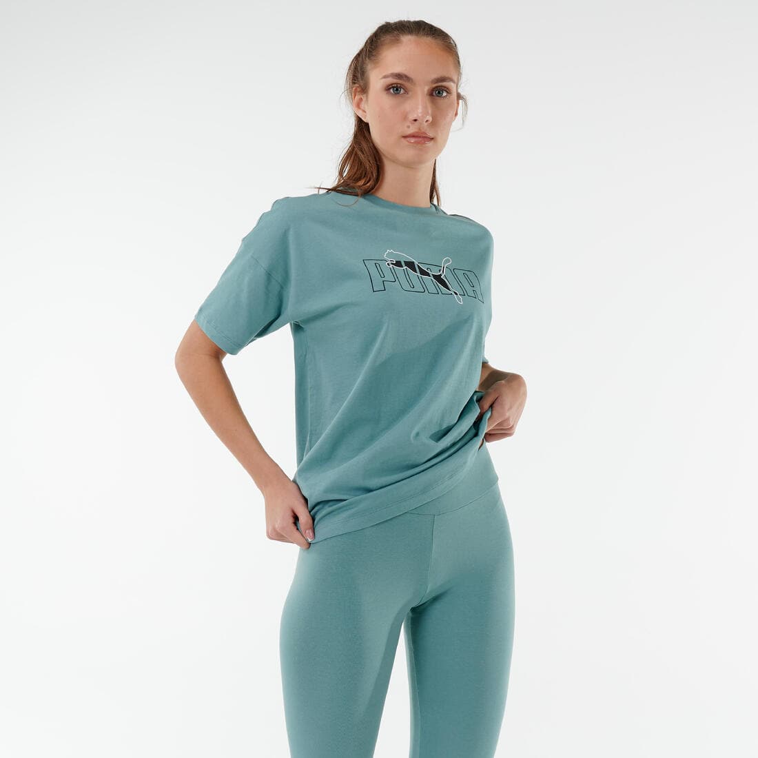 T-shirt PUMA fitness manches courtes coton femme vert