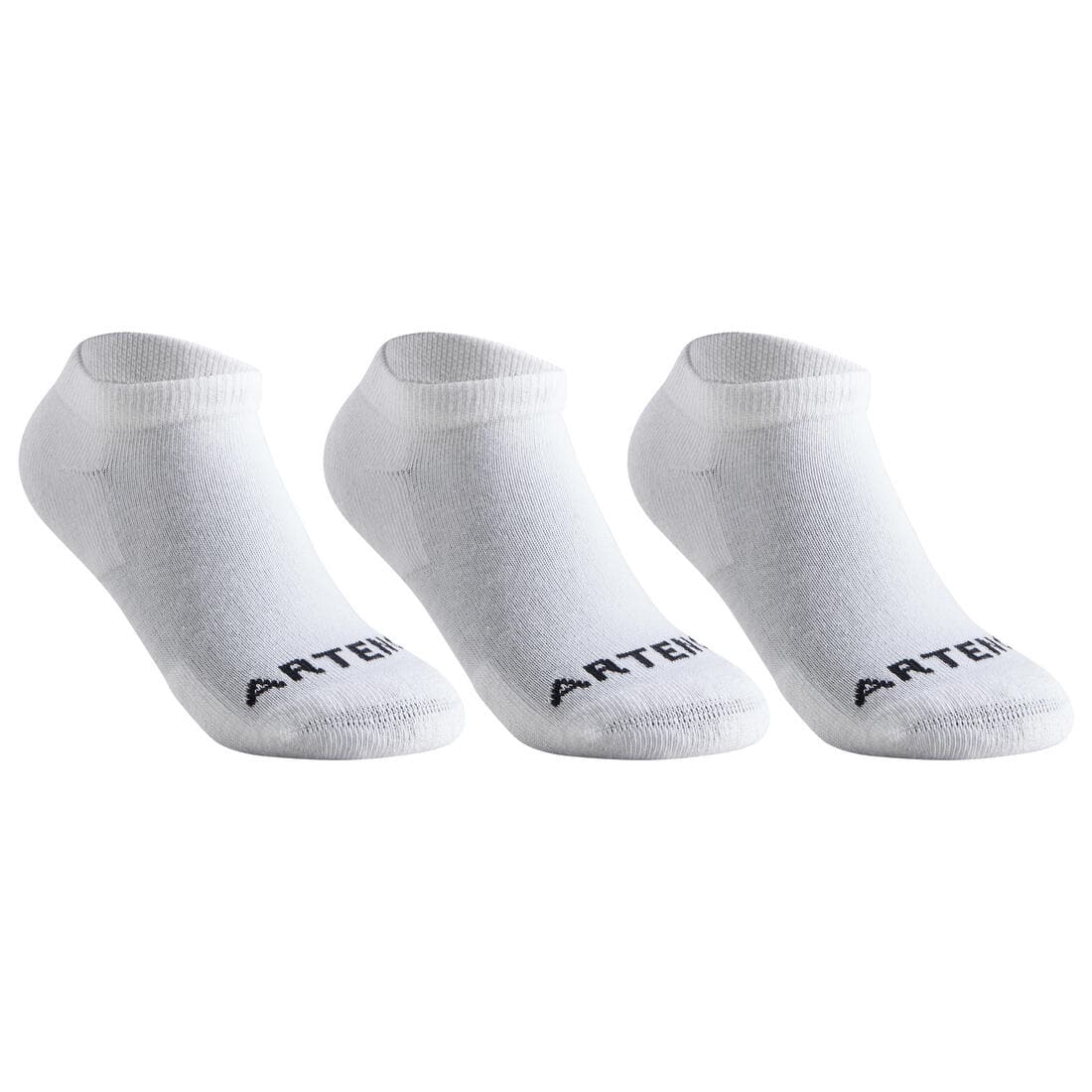 CHAUSSETTES SPORTS DE RAQUETTES BASSES ENFANT ARTENGO  RS 100 BLANC LOT DE 3