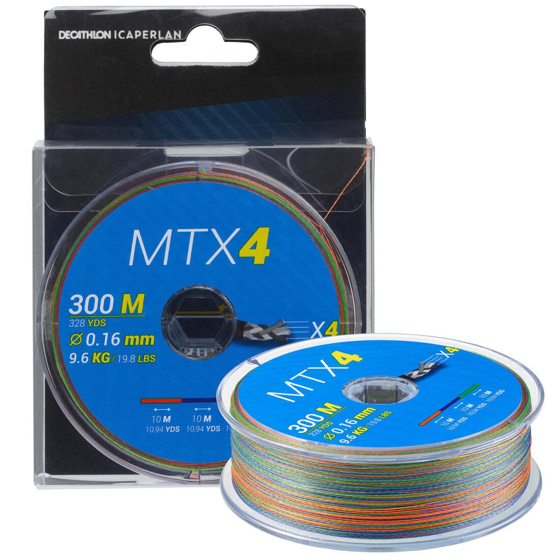 Tresse 4 brins MTX4 MULTICOLORE 300M pêche en mer