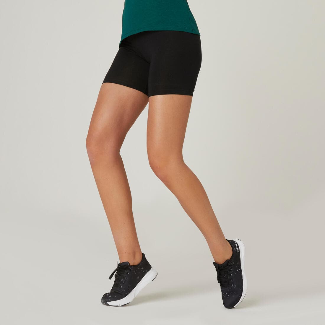 Short cycliste de fitness femme, noir ultra