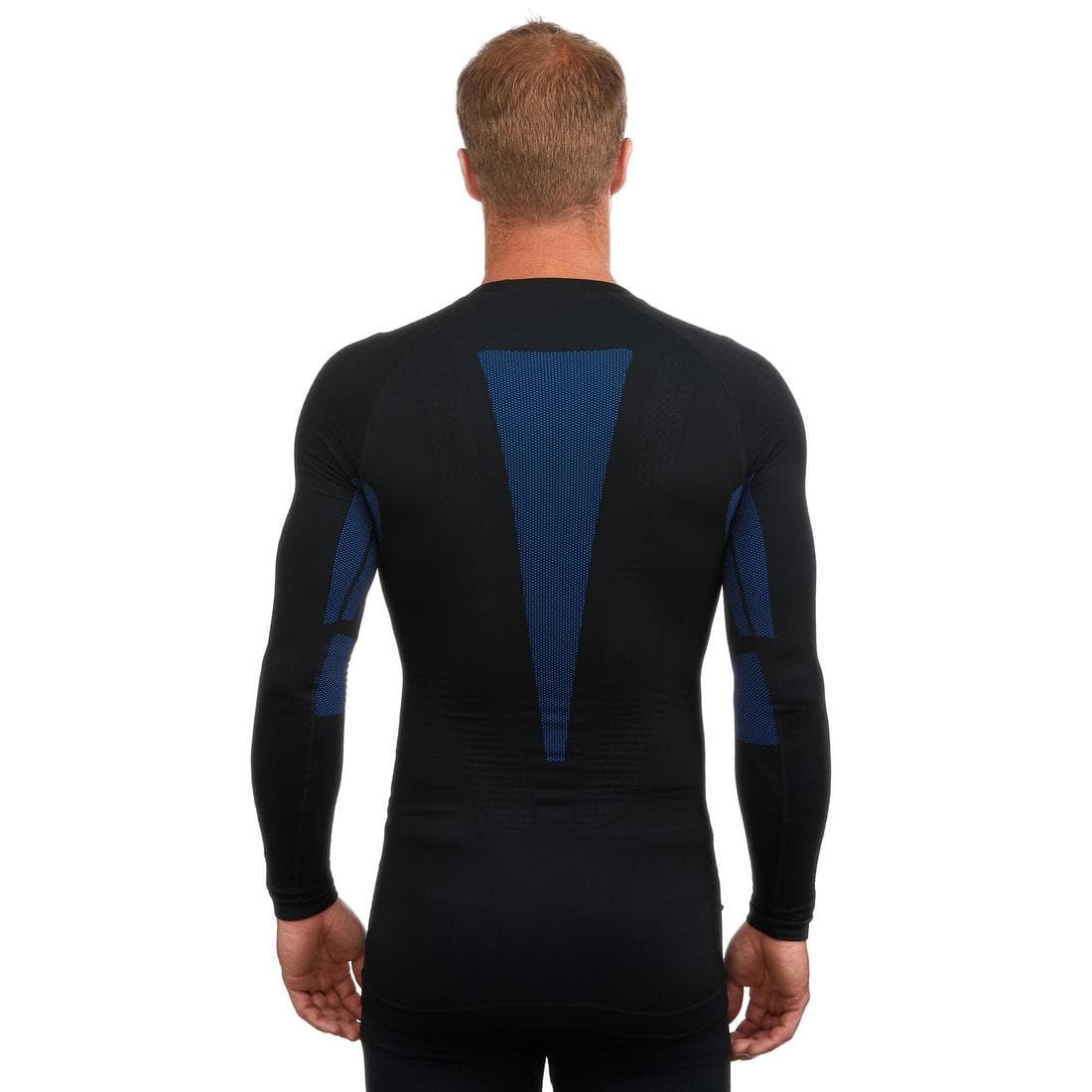 Sous-vêtement de ski chaud et confort homme, 500 soft seamless noir et bleu