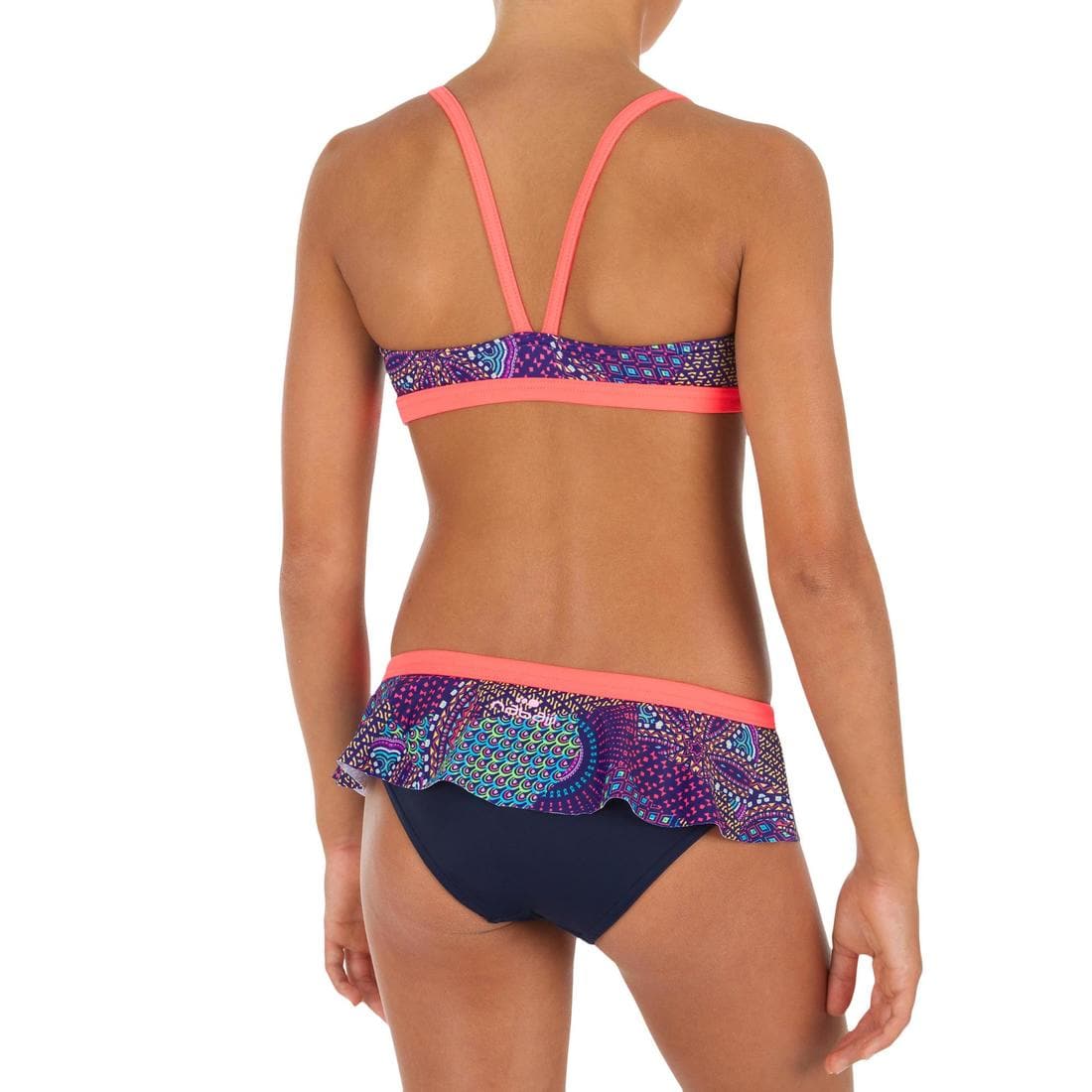 Maillot de natation fille 2 pièces Riana skirt all mask vert