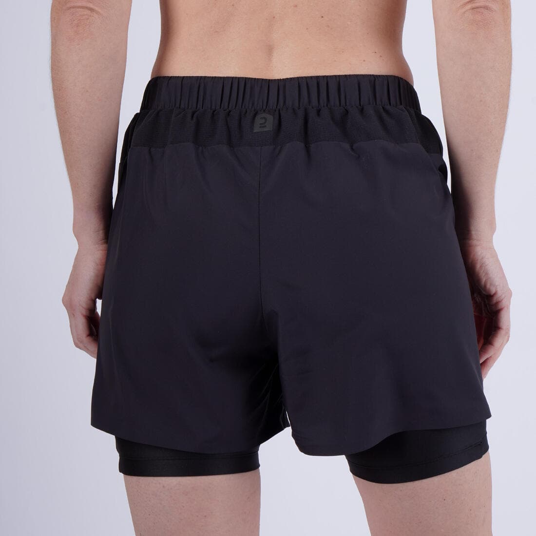 Short 2 en 1 running respirant femme - KIPRUN Run 500 Dry noir