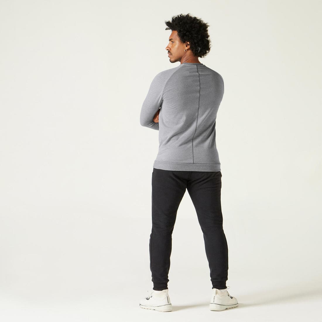 Sweat Fitness homme - Crew 100 gris schiste