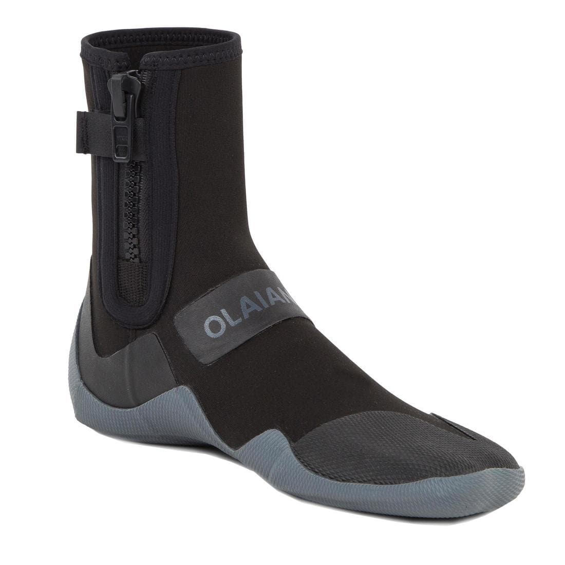 Chaussons surf Bottillons 500 Néoprène Zip 3 mm noir gris