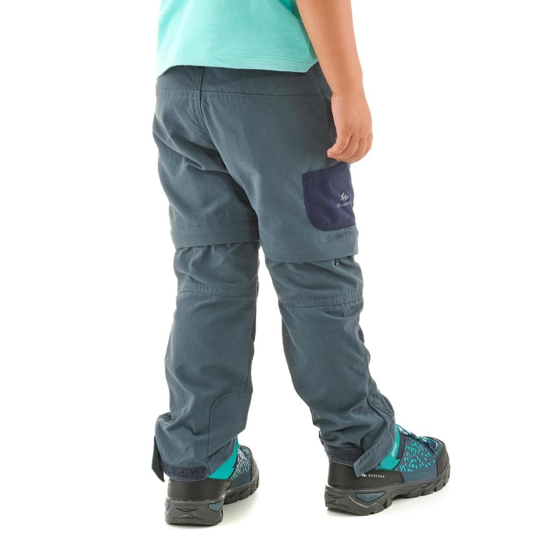 Pantalon de randonnée modulable - MH500 gris/bleu- enfant 2-6 ANS