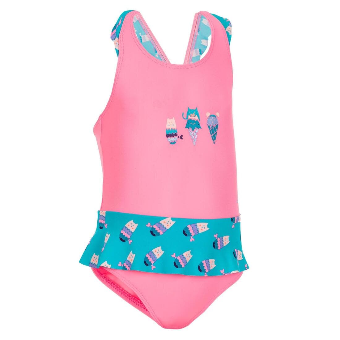 Maillot de bain 1 pièce bébé fille jupette rouge