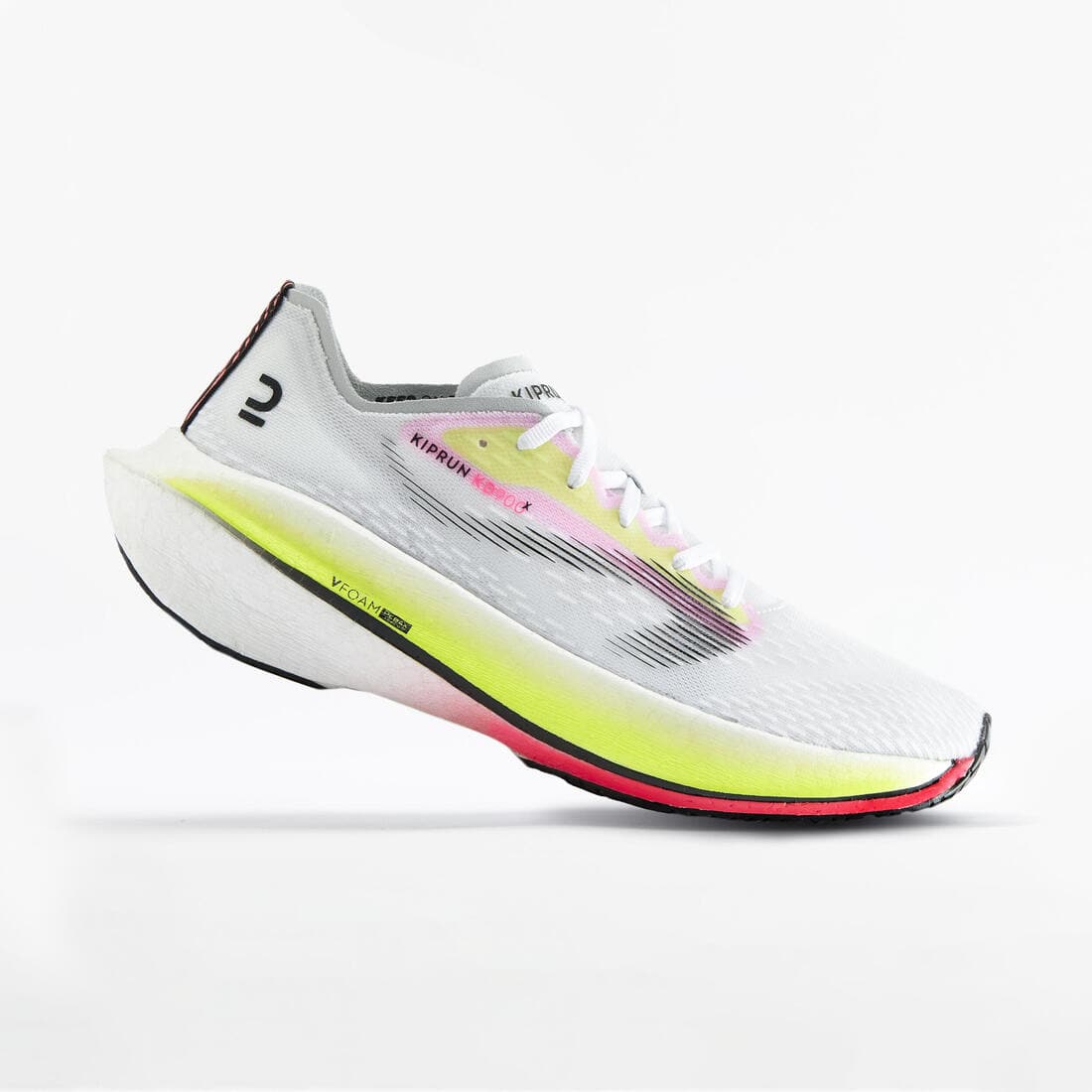 CHAUSSURES DE RUNNING AVEC PLAQUE CARBONE FEMME KIPRUN KD900X BLANCHE