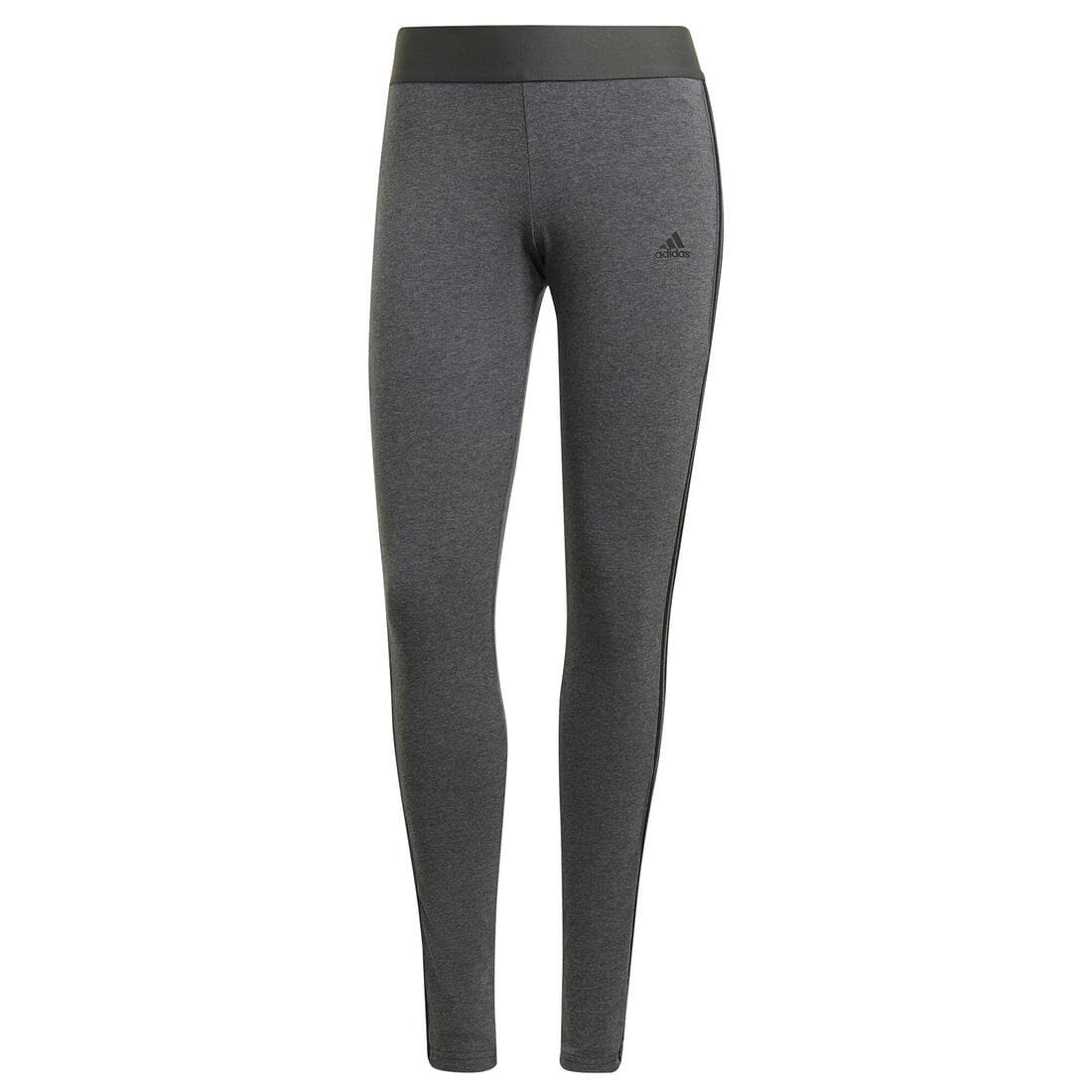 Legging fitness 7/8 coton majoritaire taille haute femme - gris foncé noir