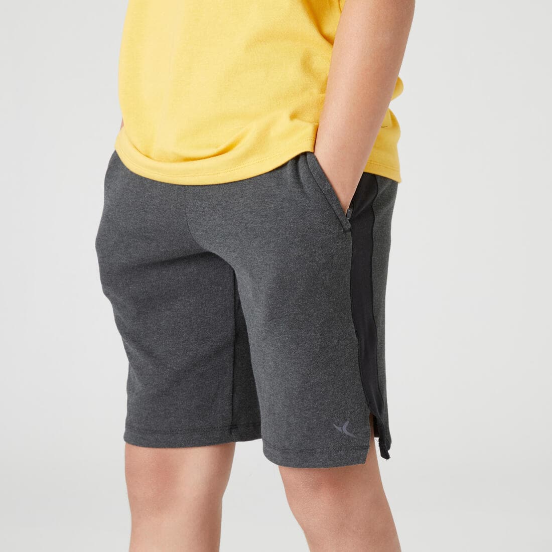 Short enfant coton - 500 gris chiné foncé