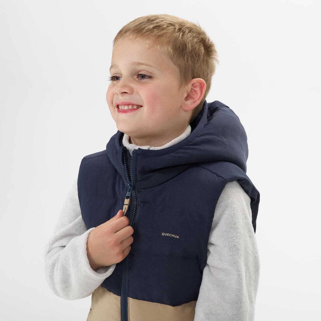 Doudoune sans manches de randonnée beige et bleue - enfant 2-6 ans