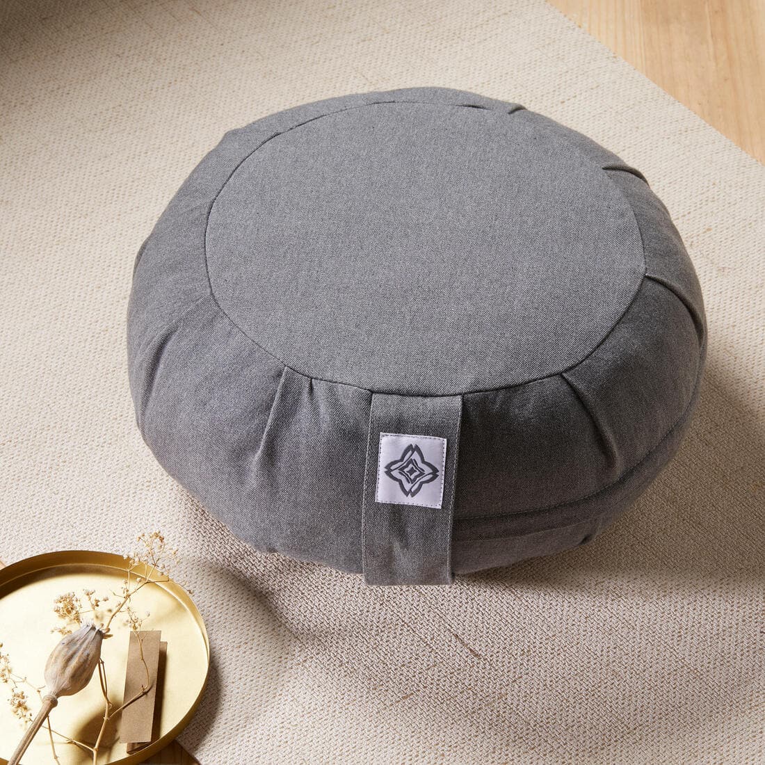 ZAFU / COUSSIN ROND  DE YOGA ET MEDITATION GRIS CHINE