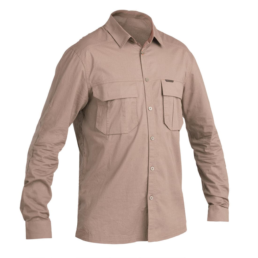 Chemise coton manches longues chasse légère homme - 500 marron