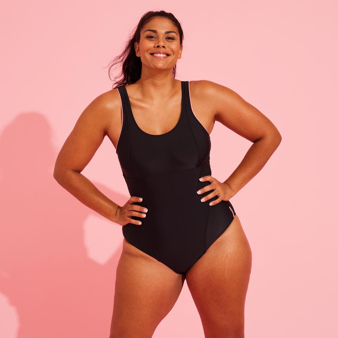 Maillot de bain 1 pièce aquagym femme Doli noir rose