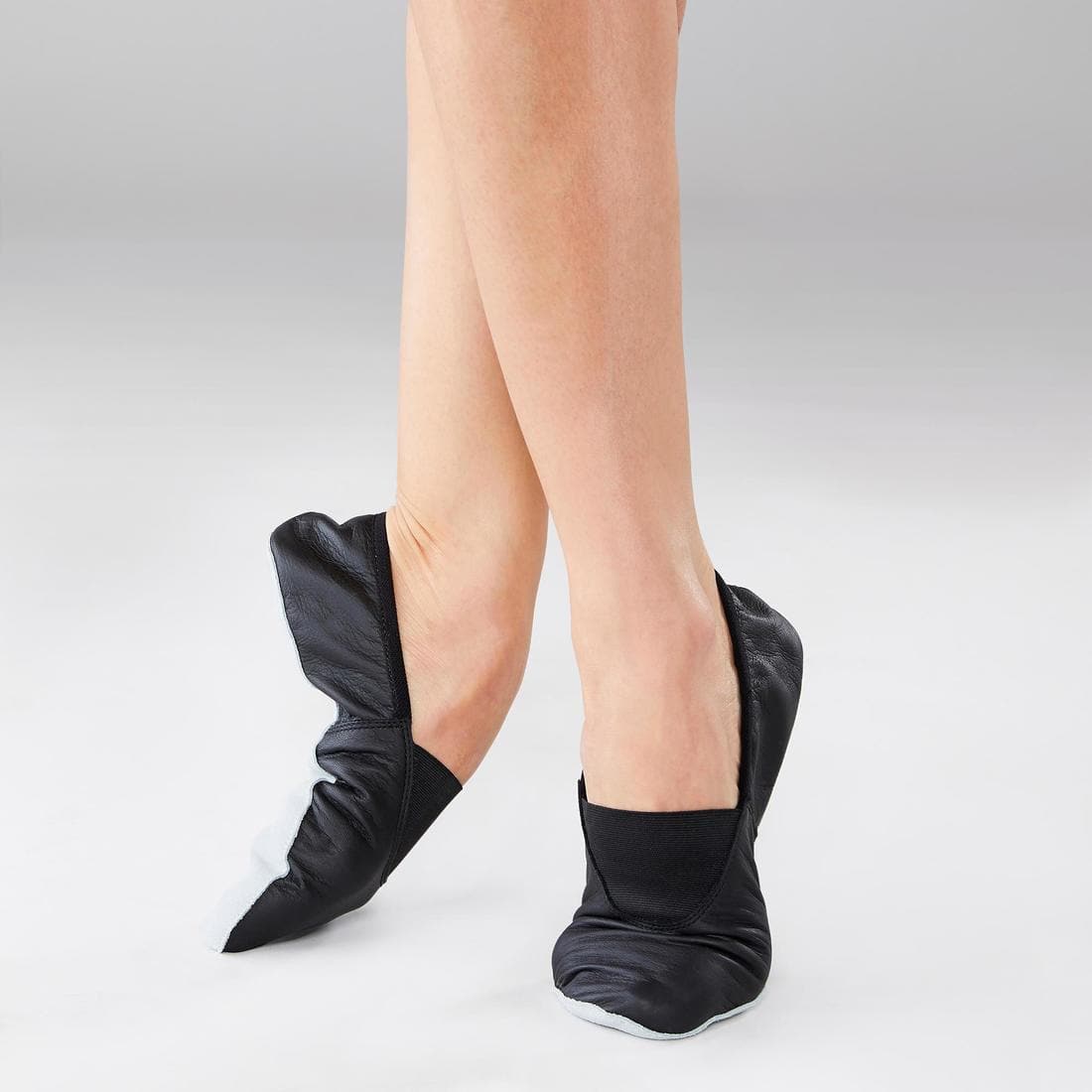 Chaussons de danse modern'jazz cuir souple T30-40 - noir