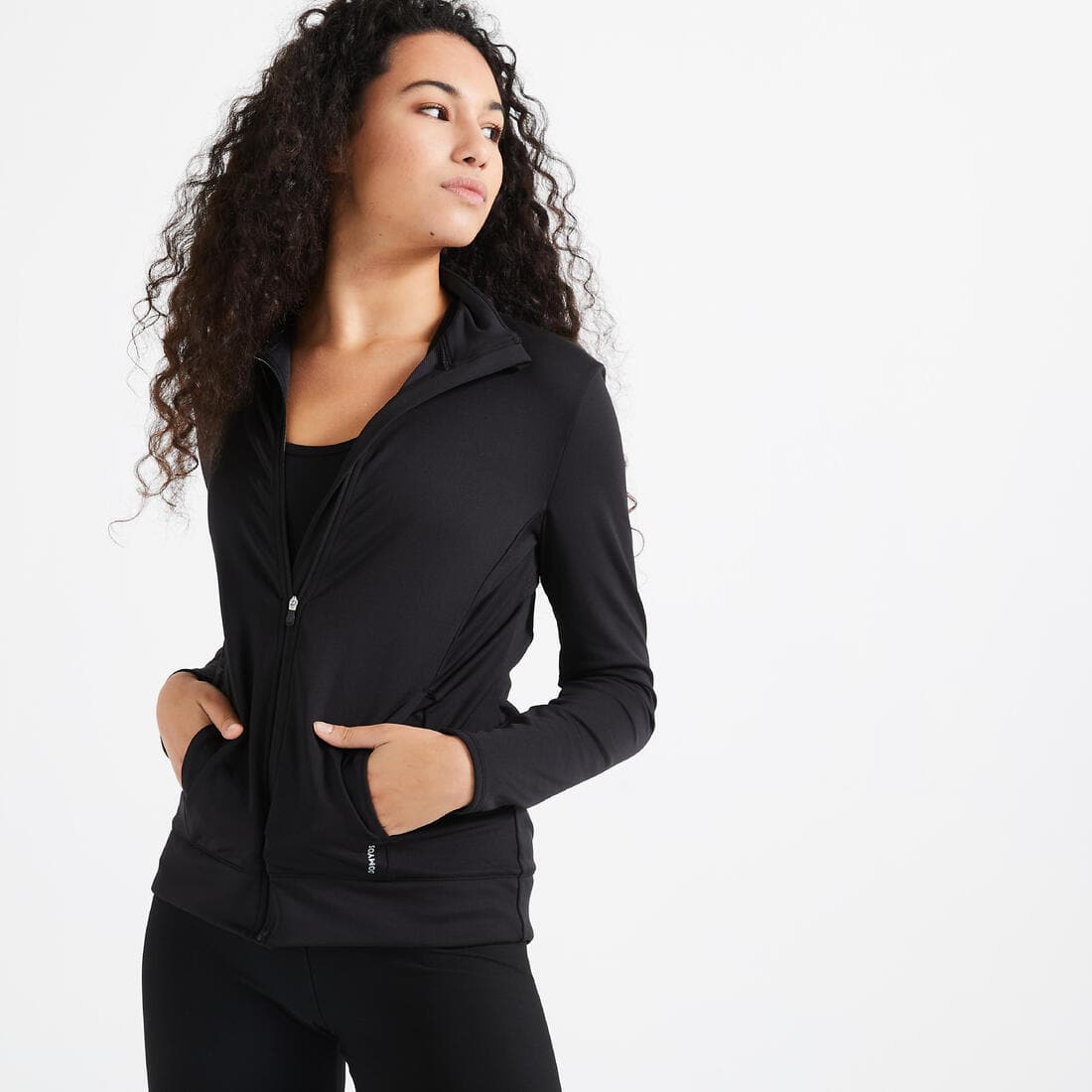 Veste coupe droite Fitness Cardio Femme Noire