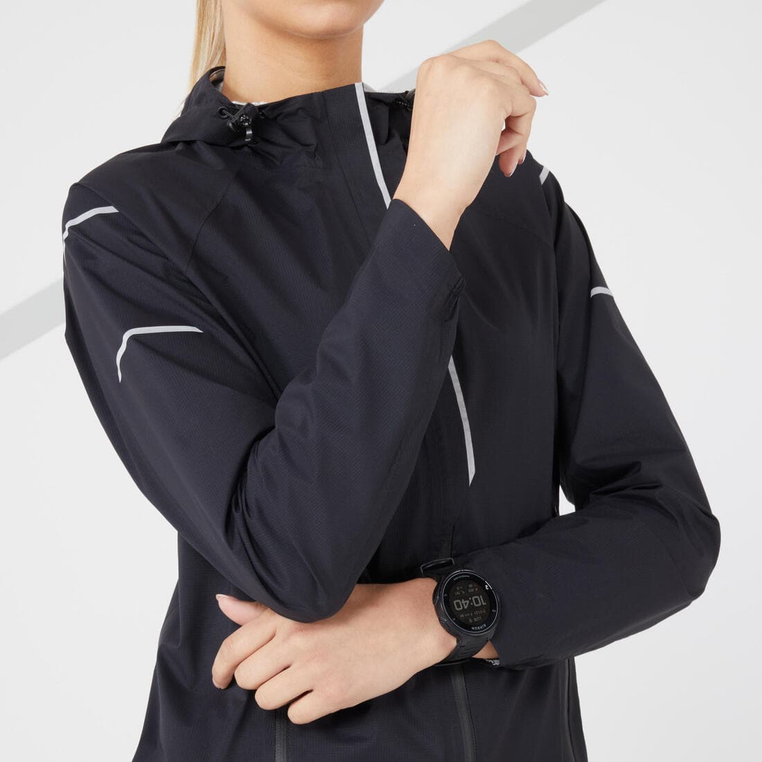 VESTE RUNNING FEMME IMPERMEABLE COUPE-VENT - KIPRUN RAIN+ NOIR