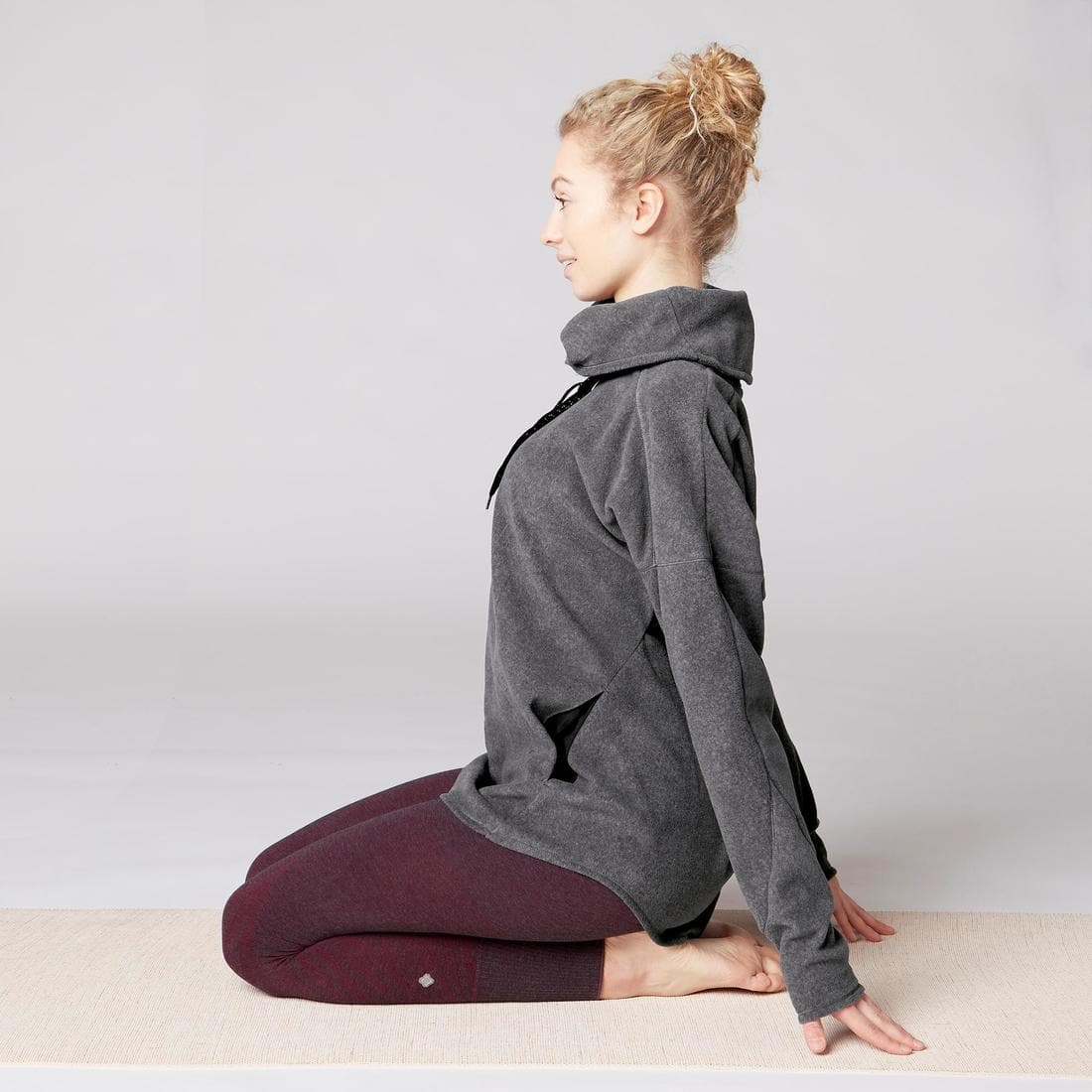 SWEAT POLAIRE RELAXATION YOGA FEMME BLEU MARINE CHINE