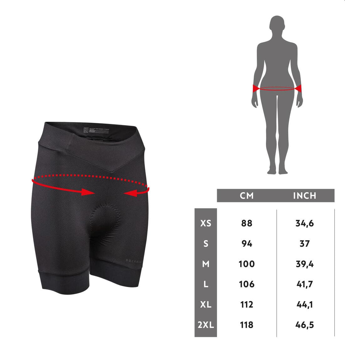 Sous short velo vtt confort 500 femme noir