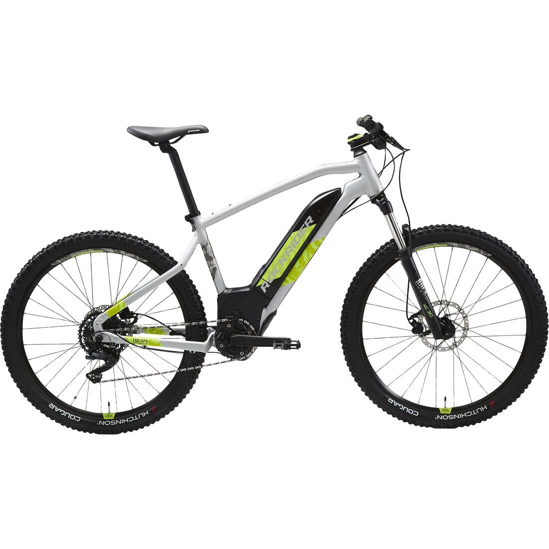 Vélo VTT électrique semi-rigide 27'5", e-ST 520 Gris/Jaune acide