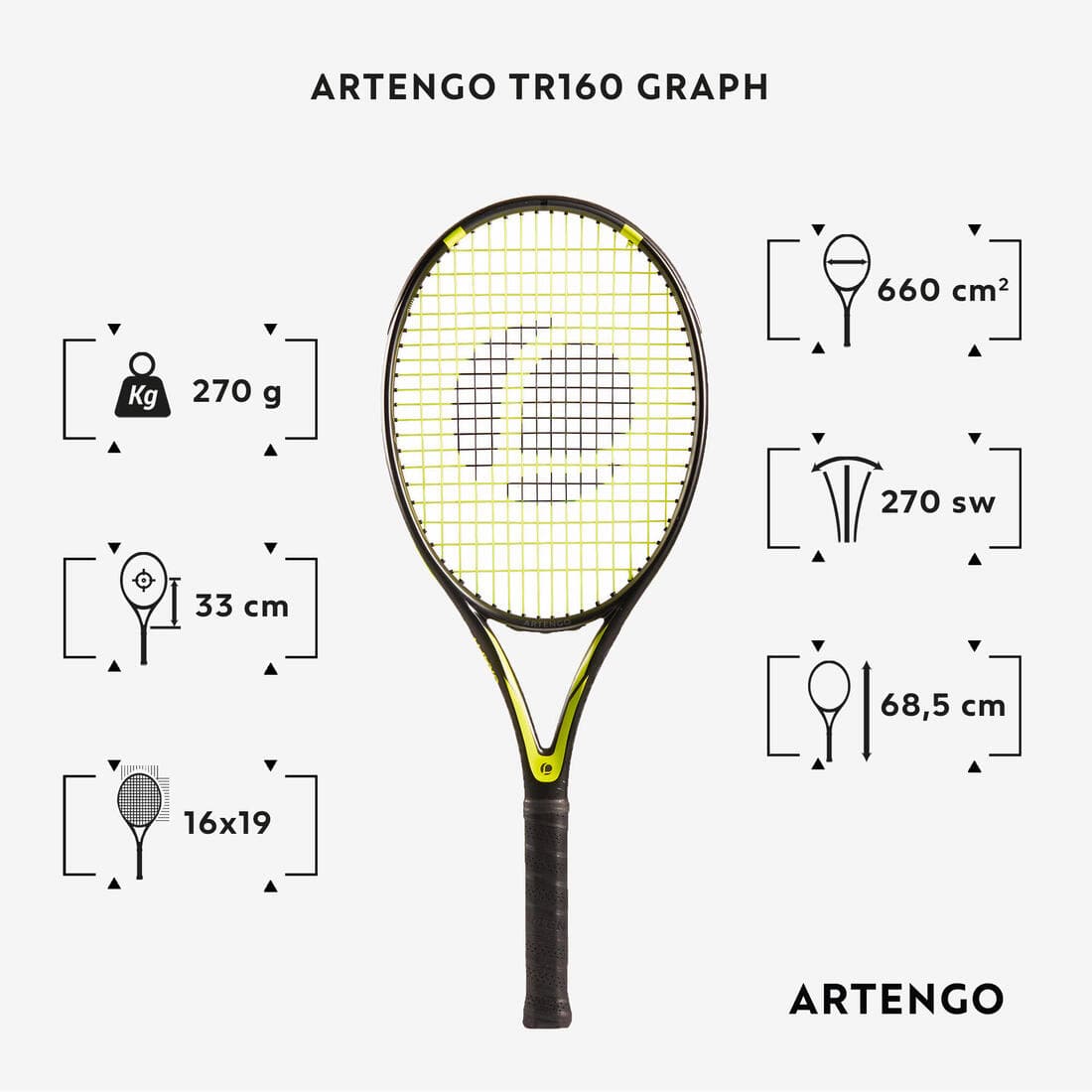 RAQUETTE DE TENNIS ADULTE TR160 GRAPH