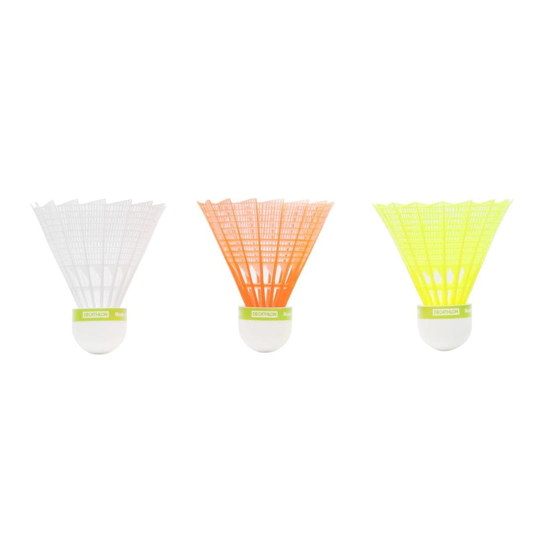 Lot De 3 Volants De Badminton En Plastique PSC 100 Medium - Blanc/Gris/Orange