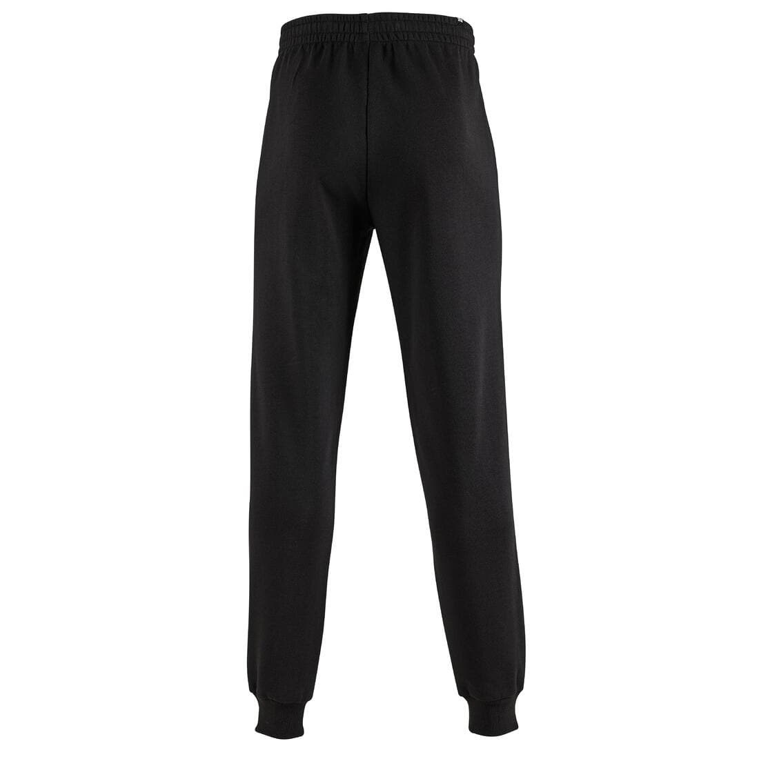 Pantalon jogging fitness homme coton majoritaire ajusté non coupe-vent - noir