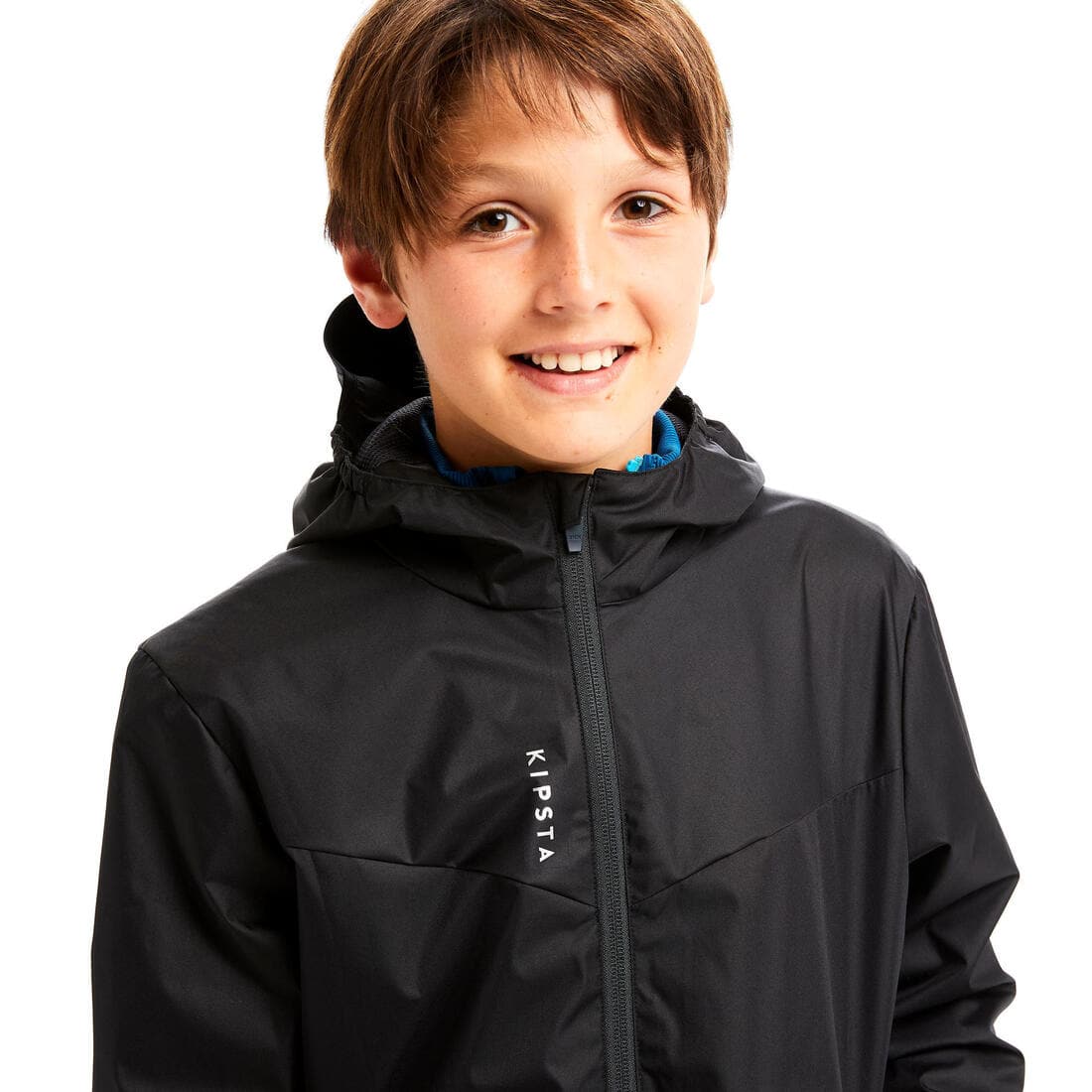 VESTE COUPE PLUIE DE FOOTBALL T500 ENFANT BLEUE