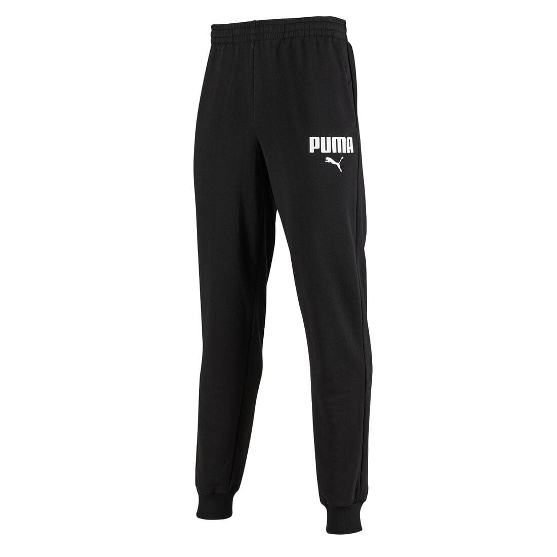 Pantalon jogging fitness homme coton majoritaire ajusté non coupe-vent - noir