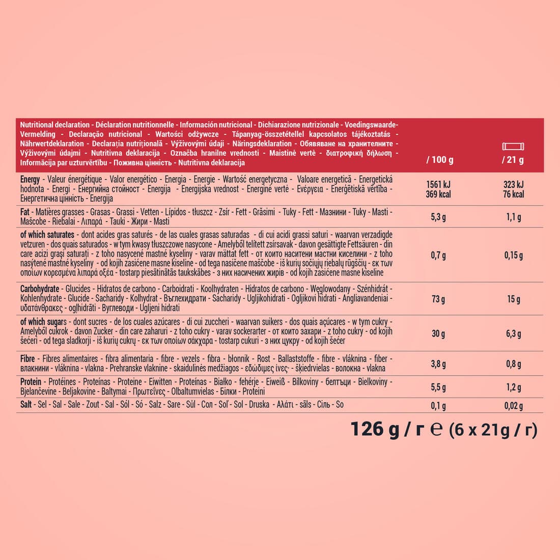 BARRE DE CÉRÉALES BIO FRAISE 6x21g