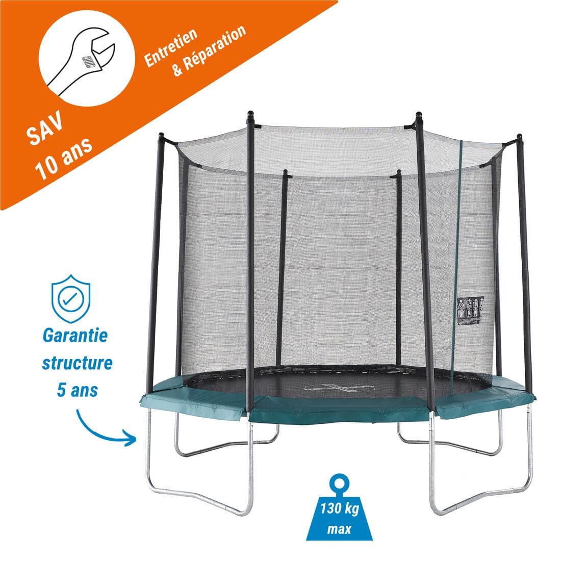 TRAMPOLINE OCTOGONAL 300 AVEC FILET DE PROTECTION