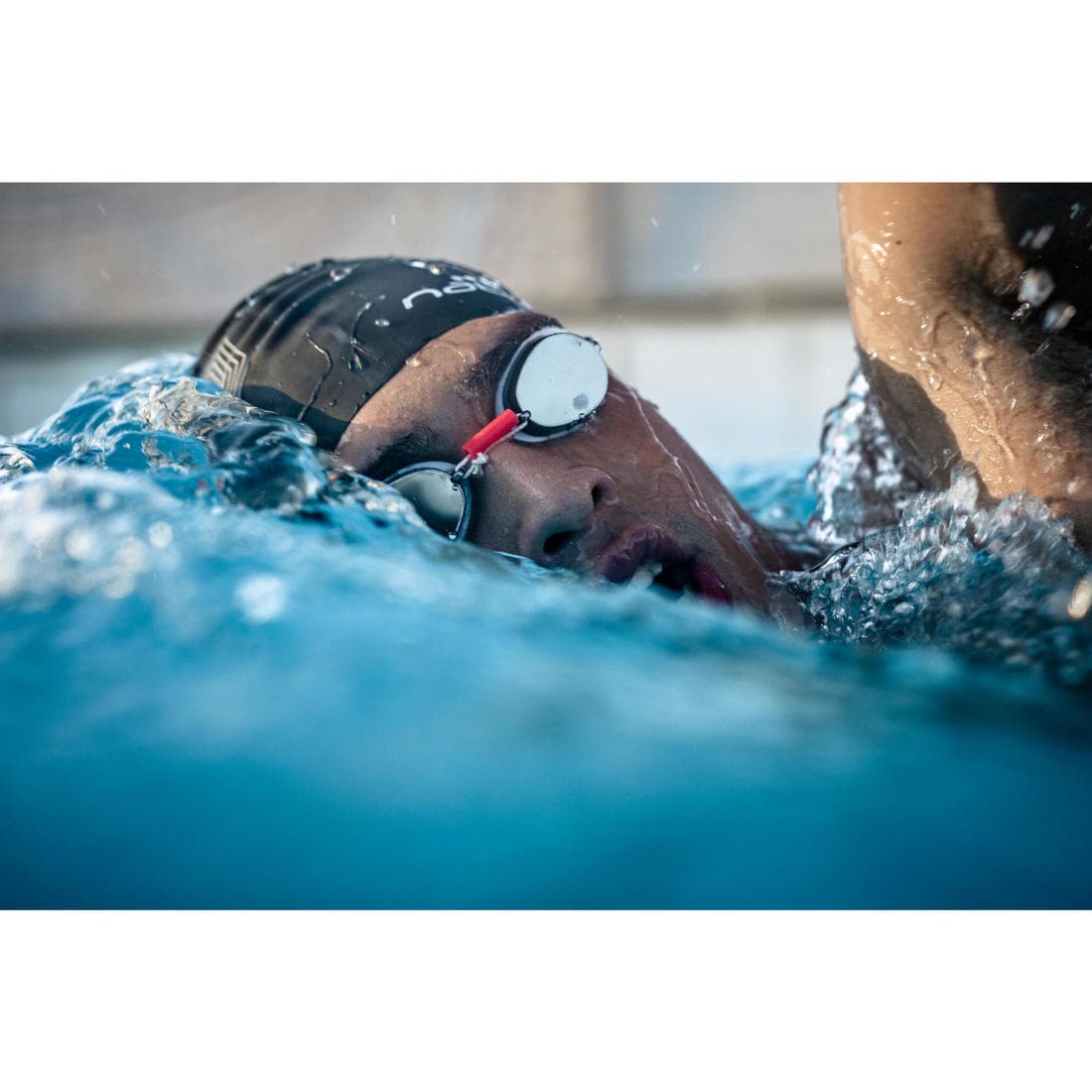 Lunettes de Natation SUEDOISES - Verres Miroir - Taille Unique - Noir Rouge