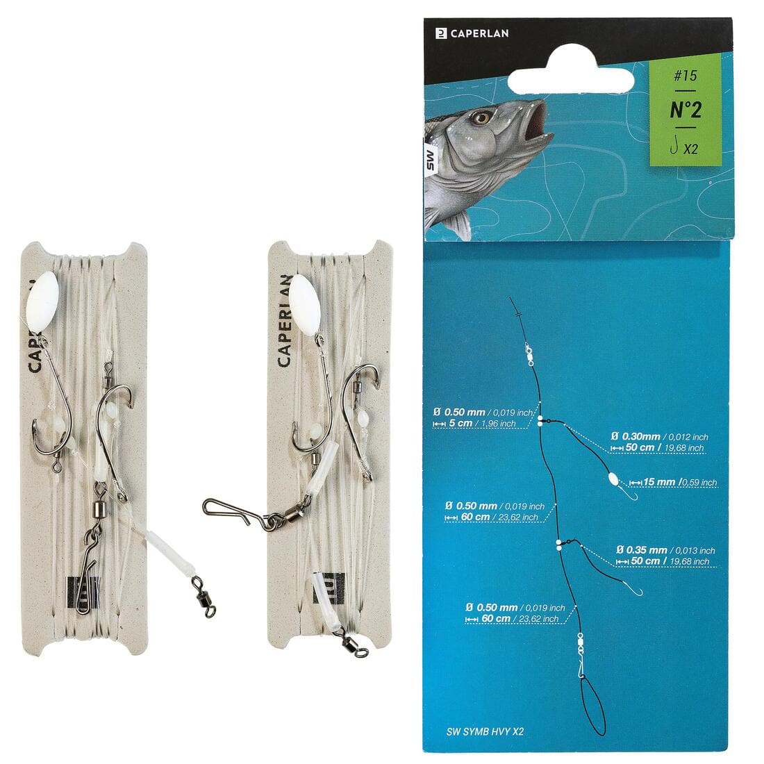 Bas de ligne de pêche en surfcasting SYMB HVY X2 N°2