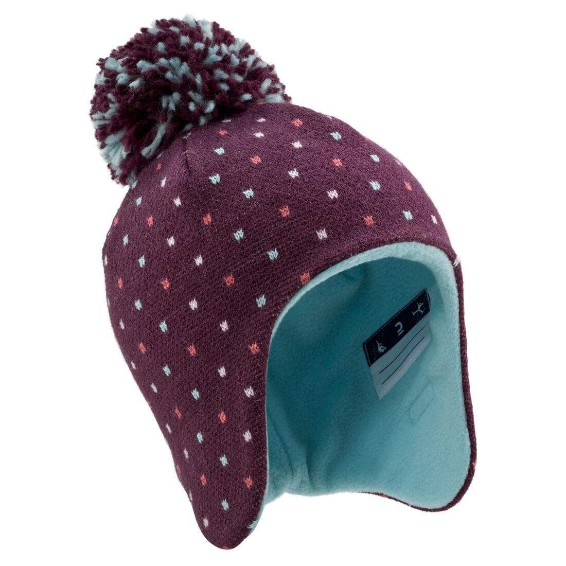 Bonnet bébé péruvien de ski / luge - SIMPLE WARM bleu marine et turquoise