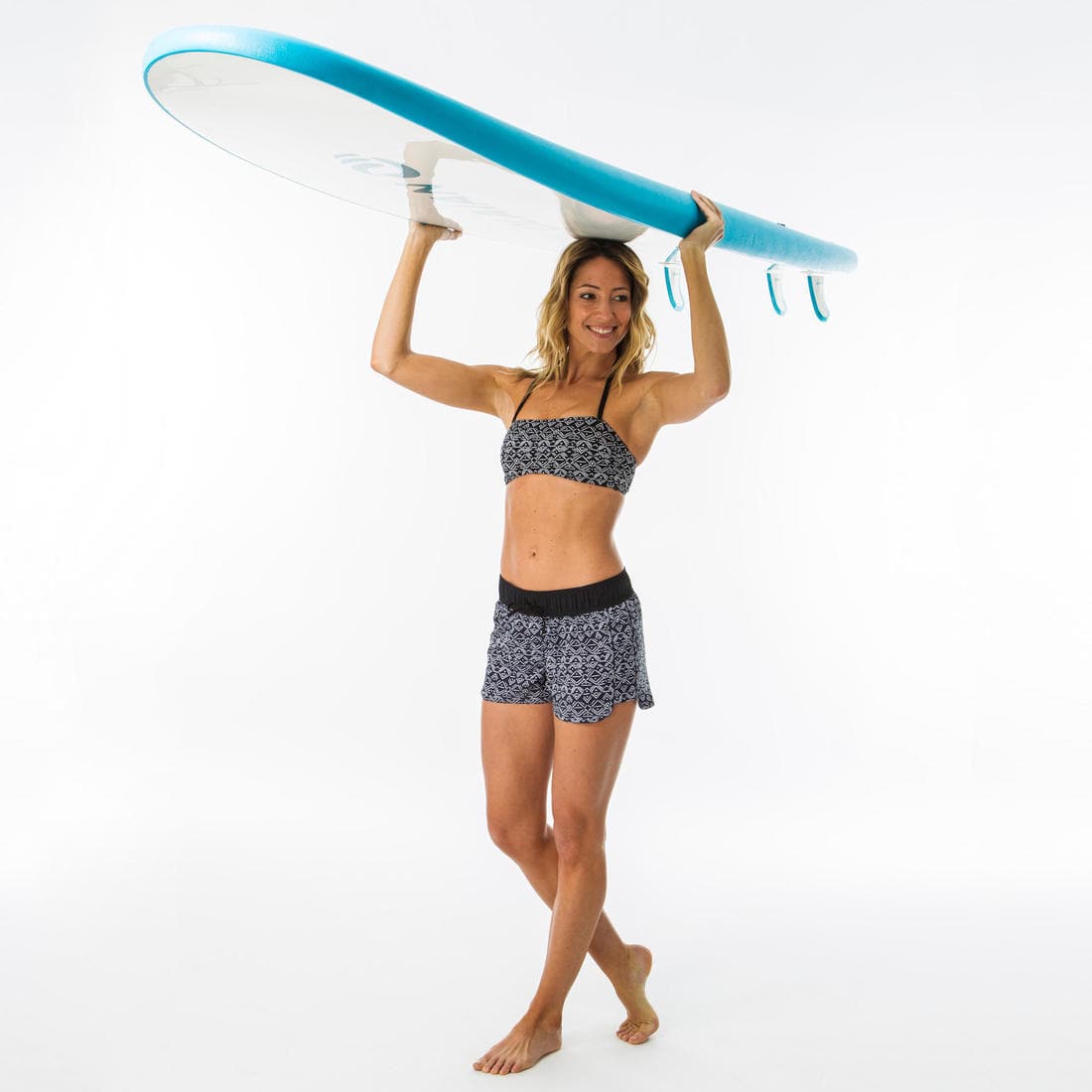 Boardshort surf femme TINI ETHNI avec ceinture élastiquée et cordon de serrage