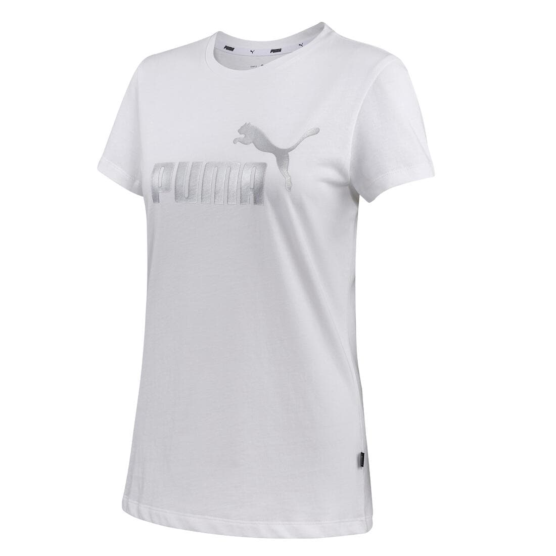 T-SHIRT PUMA FITNESS COTON BLANC AVEC LOGO ARGENTE - FEMME