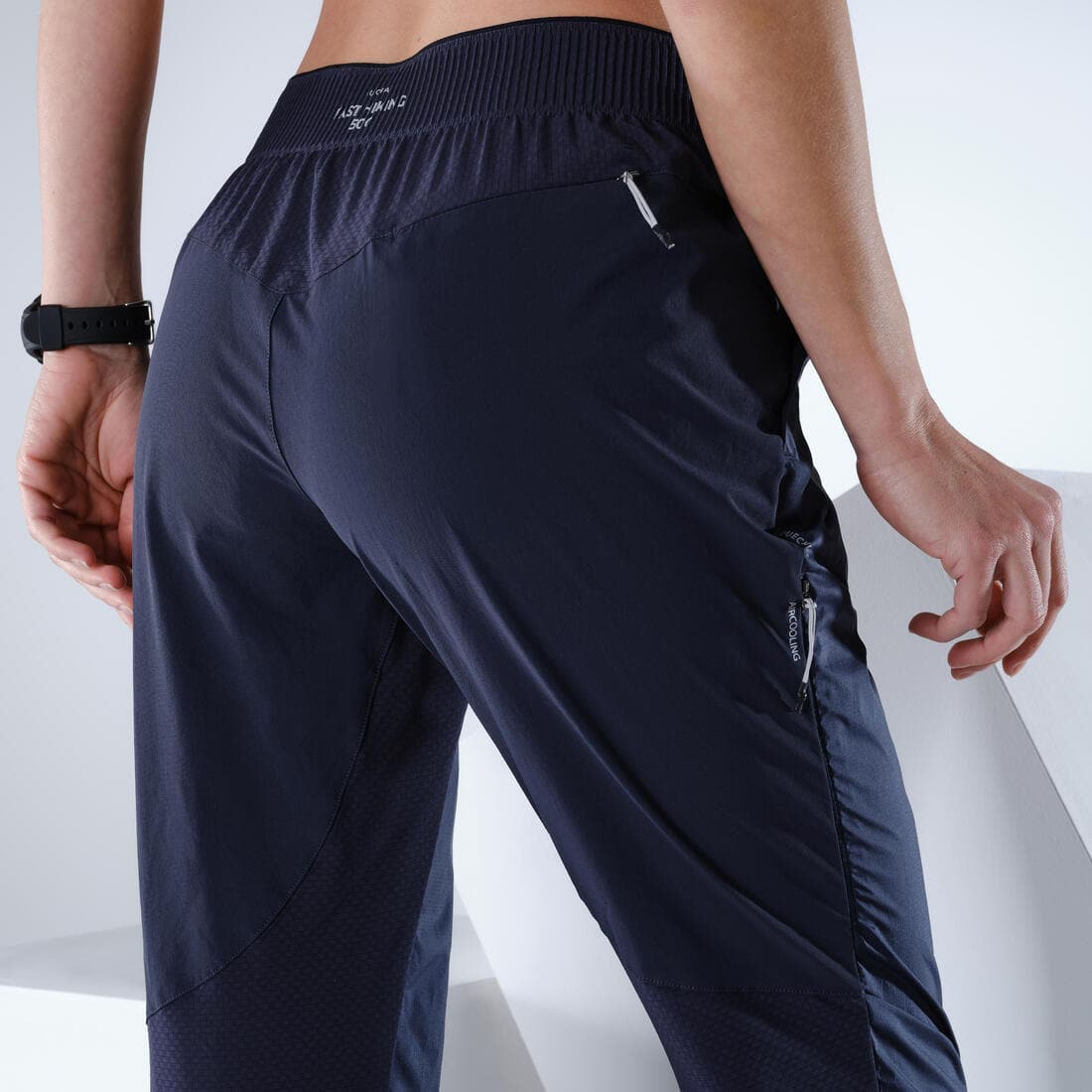 Pantalon ultra léger de randonnée rapide Femme FH500 bleu.