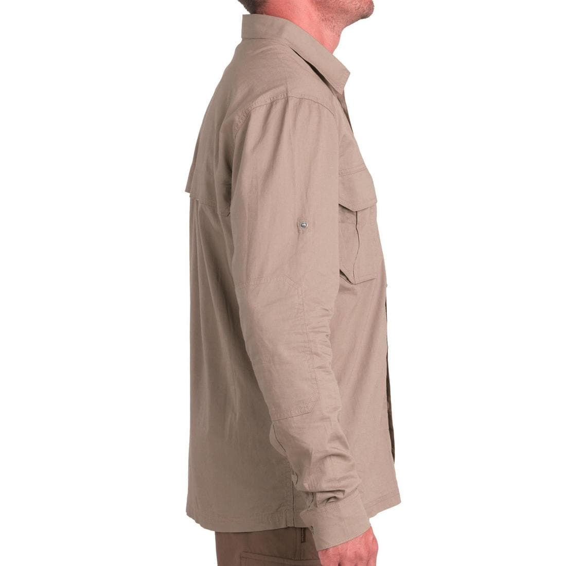 Chemise coton manches longues chasse légère homme - 500 marron