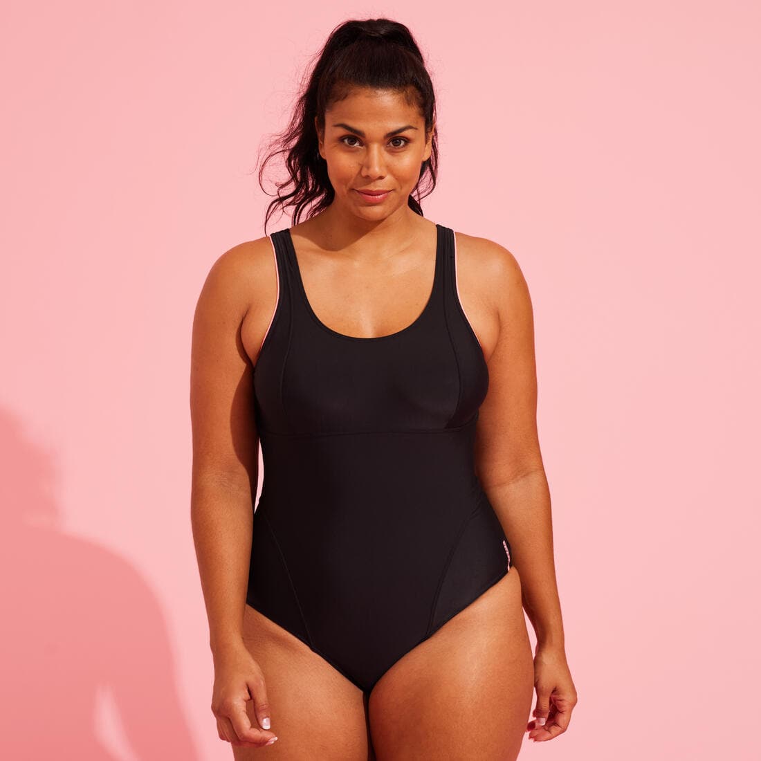 Maillot de bain 1 pièce aquagym femme Doli noir rose