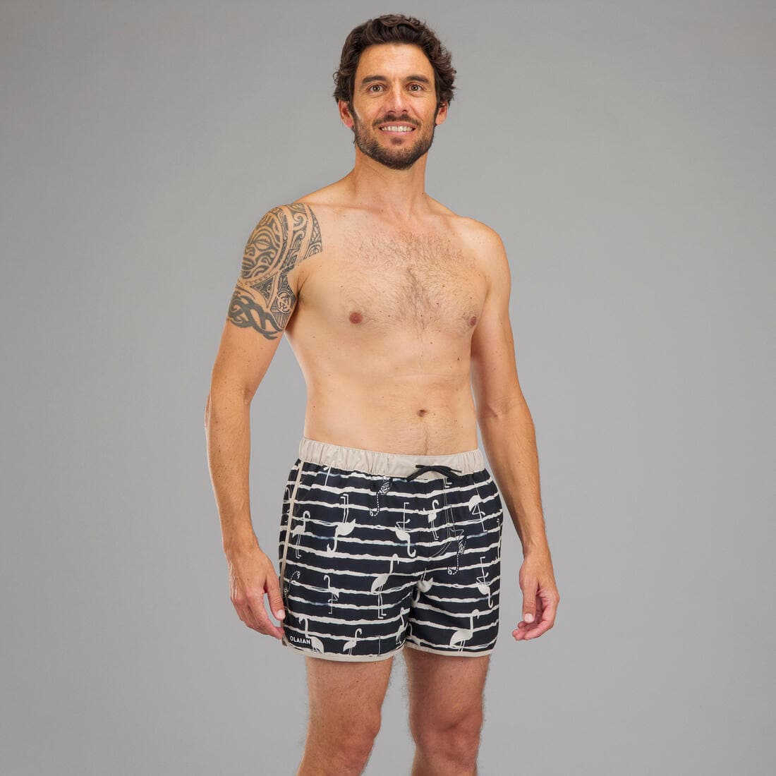 Surf boardshort court 100 SUNSTRIPE GREEN