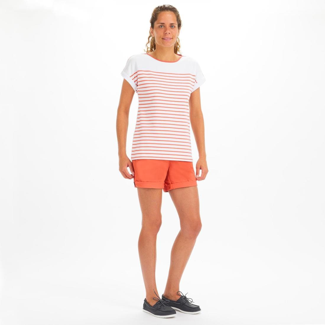 T-Shirt Manches courtes - marinière de voile Sailing 100 Femme