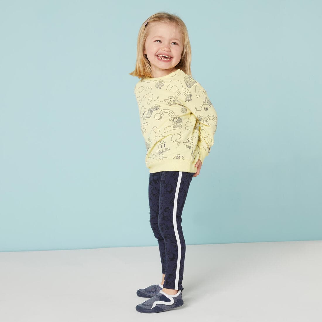 Legging chaud enfant - 120  Bleu avec motifs