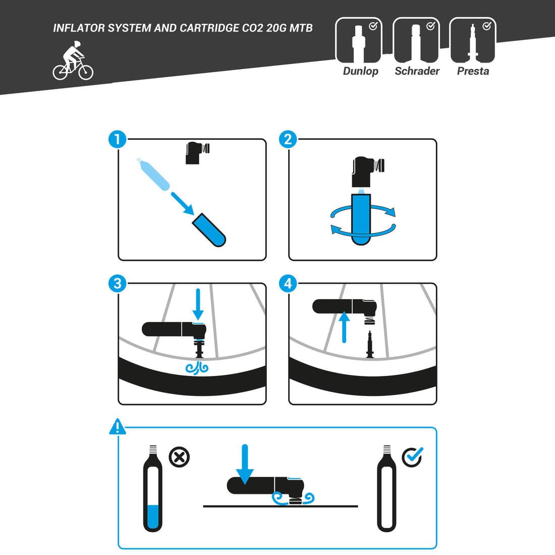 GONFLEUR CO2 VTT COMPACTE + CARTOUCHE 20 G