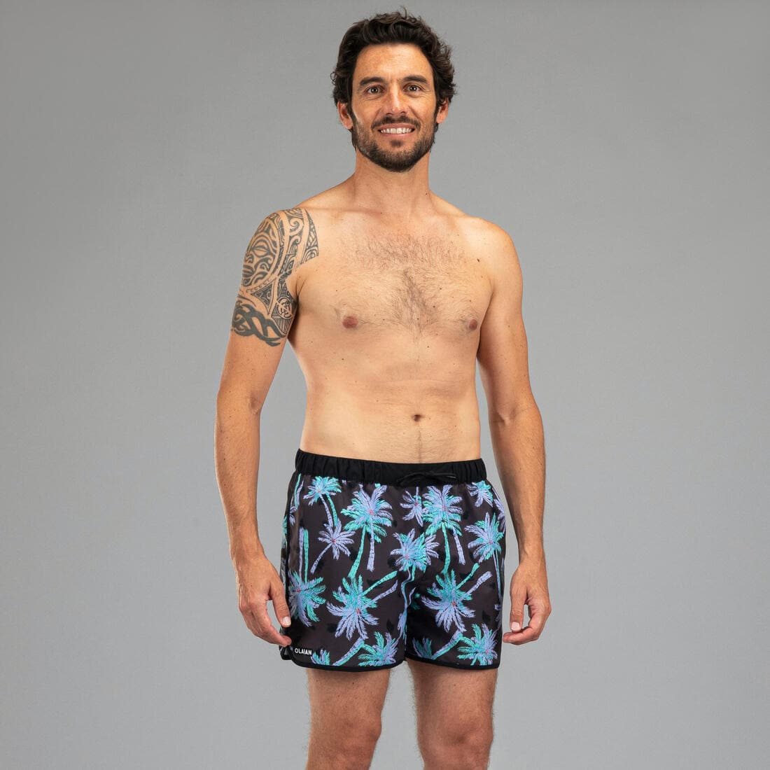 Surf boardshort court 100 SUNSTRIPE GREEN