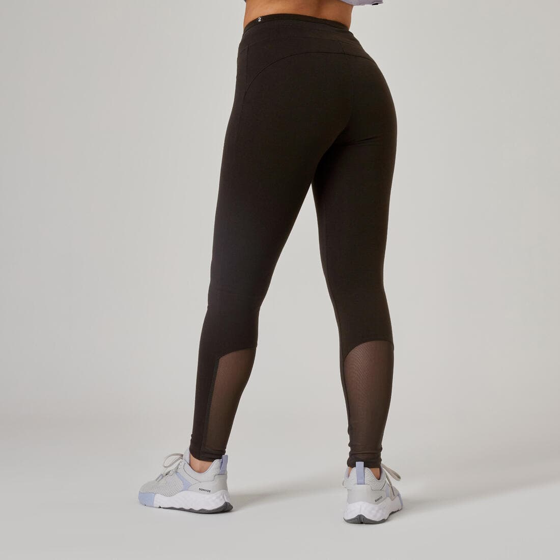 Legging Coton Extensible Fitness Taille Haute avec Mesh