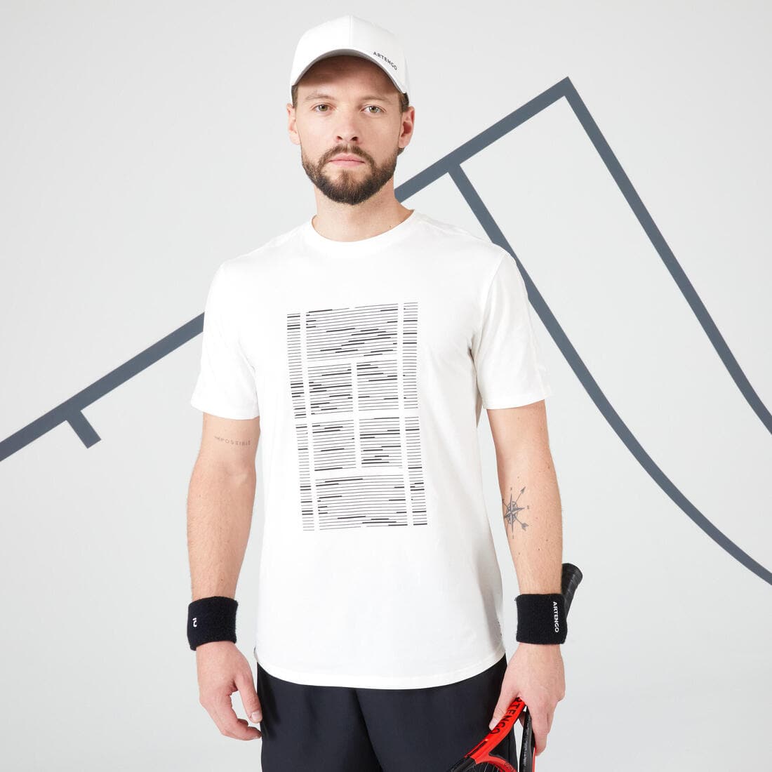 T-shirt de tennis homme - tts soft blanc cassé