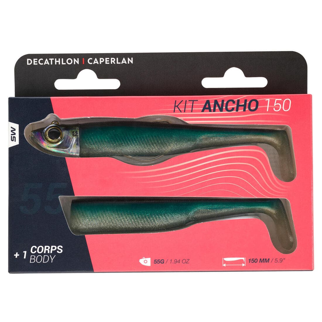 KIT leurres souples shad texan anchois ANCHO 150 55gr en mer